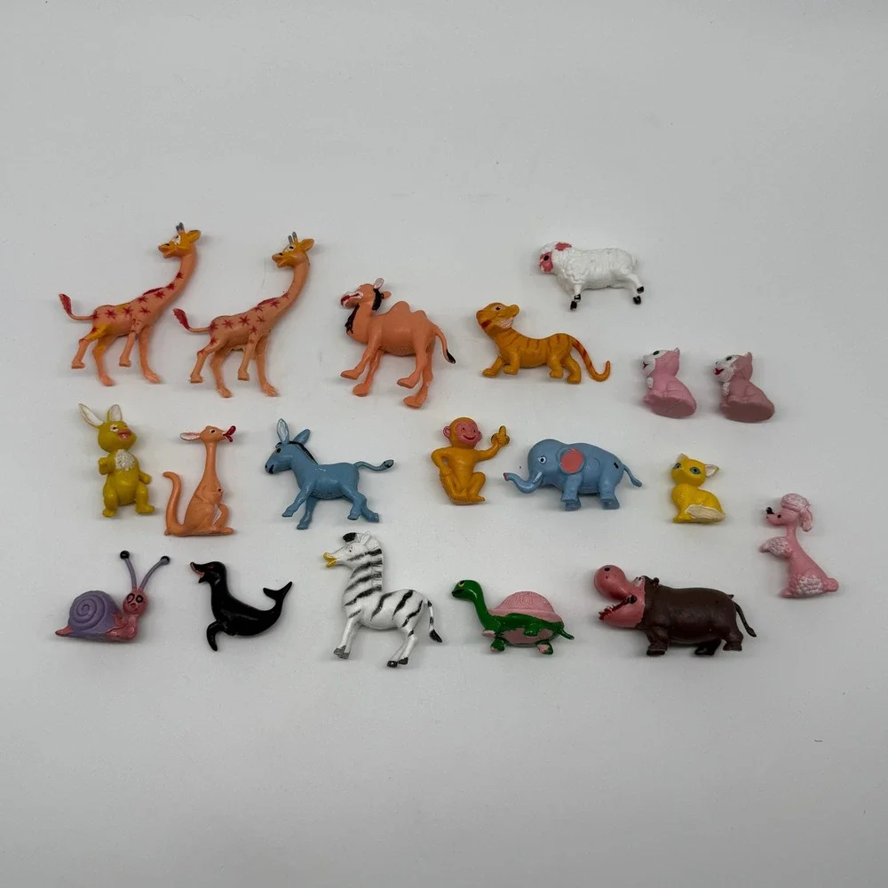 Vintage 1960s Miniature Plastic Animal Figures Lot 19pc Hong Kong Zoo Circus